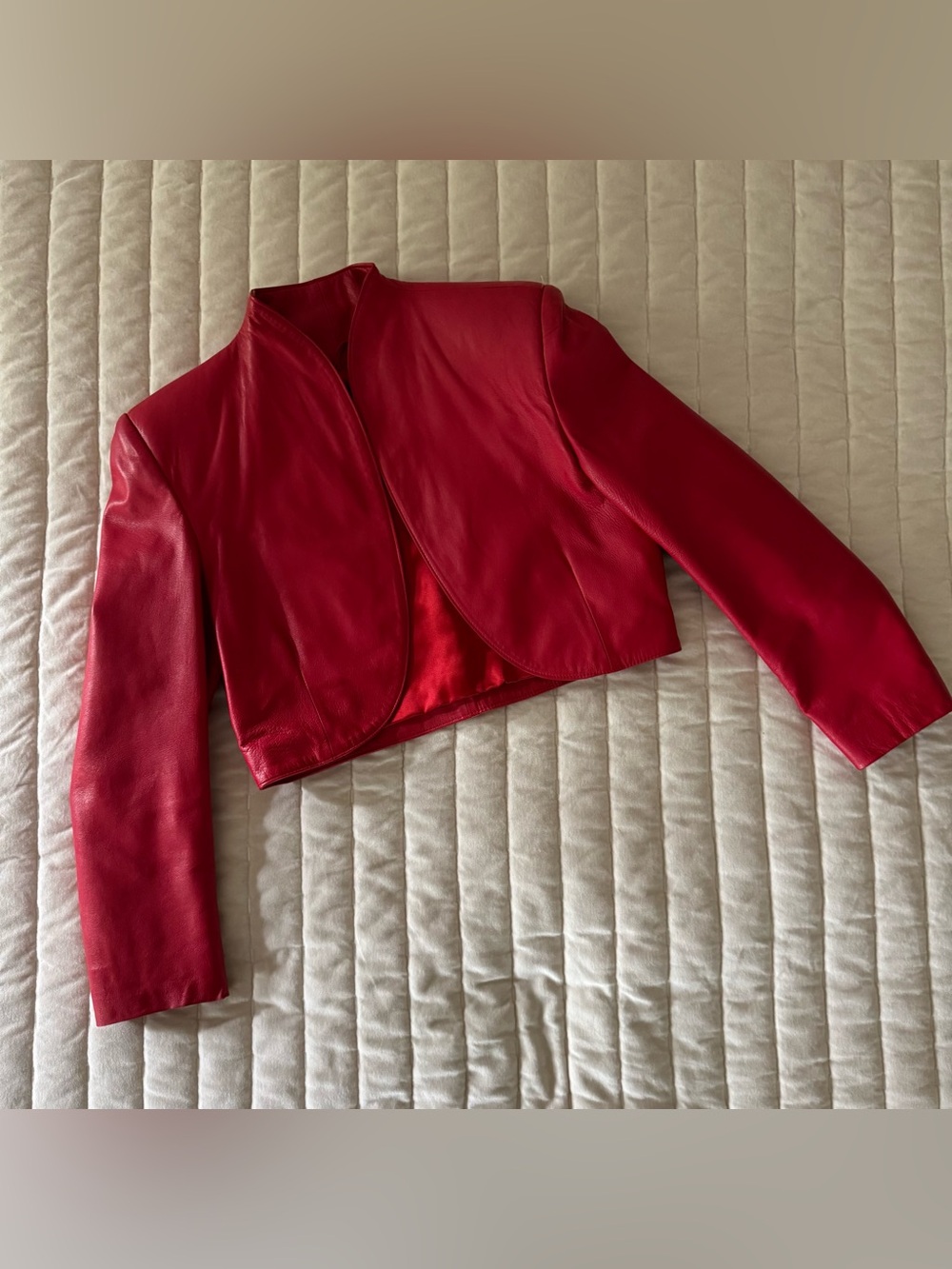 Tannery West Vibrant Red Cropped Leather Jacket